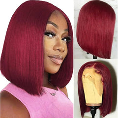 Shesbeauty 99j Burgundy lace front bob wig, 10 inch length for versatile styling.