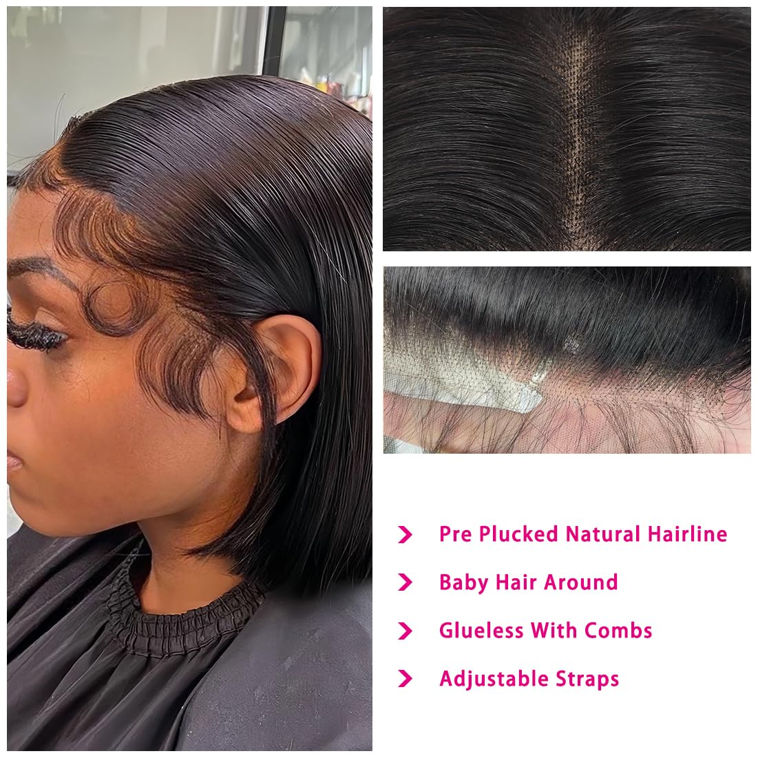 Shesbeauty Glueless cap, adjustable fit for comfortable wear all day.