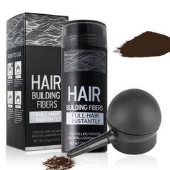 SHIFAKOU Hair Building Fibers with dark brown spray bottle for undetectable thinning coverage.