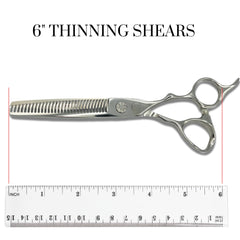 Shihan Shears 6-inch thinning shears texture close-up for smooth blending.