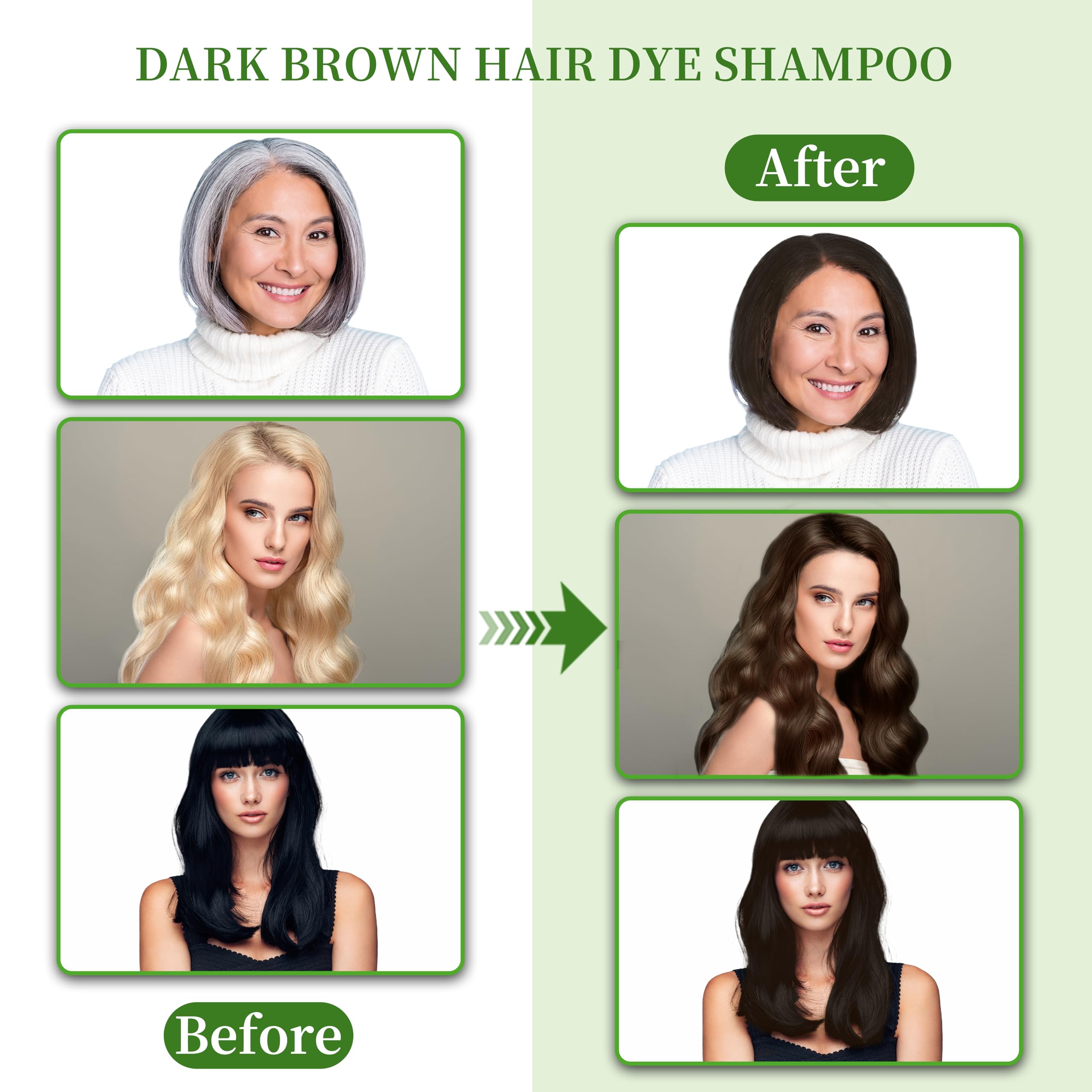 SHIHUANUO Hair Dye Shampoo applying to hair for even coverage.