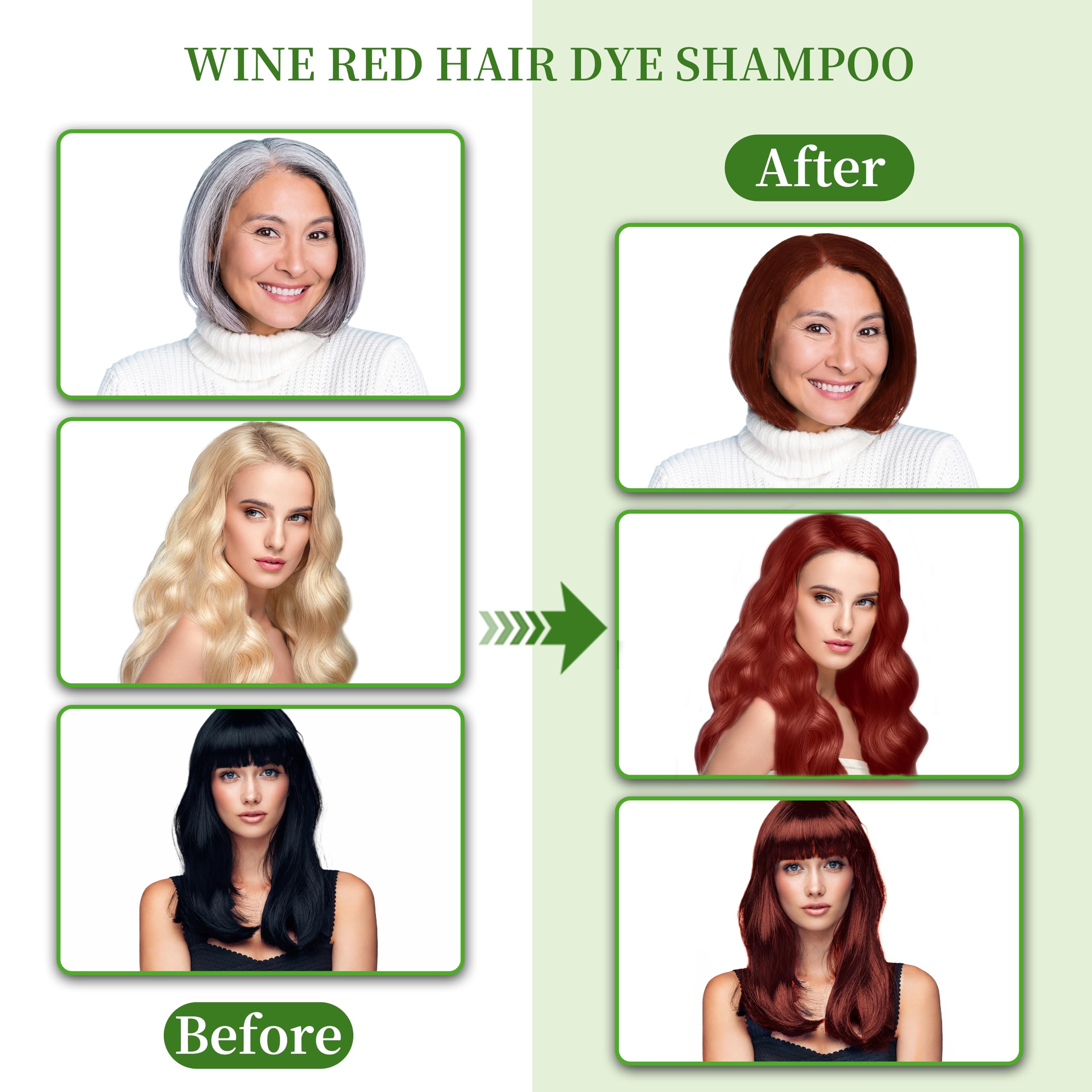SHIHUANUO wine-red hair dye shampoo applying on dry hair for even color