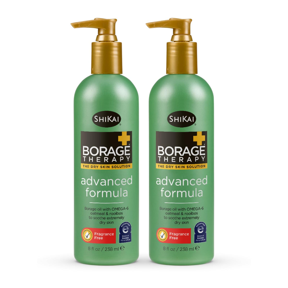 ShiKai Borage Therapy bottle showing fragrance-free hydration for dry skin.
