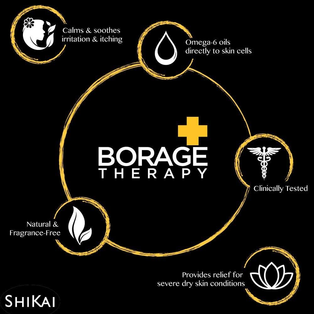 ShiKai Borage Therapy Foot Cream tube back view shows fragrance-free packaging for sensitive skin.
