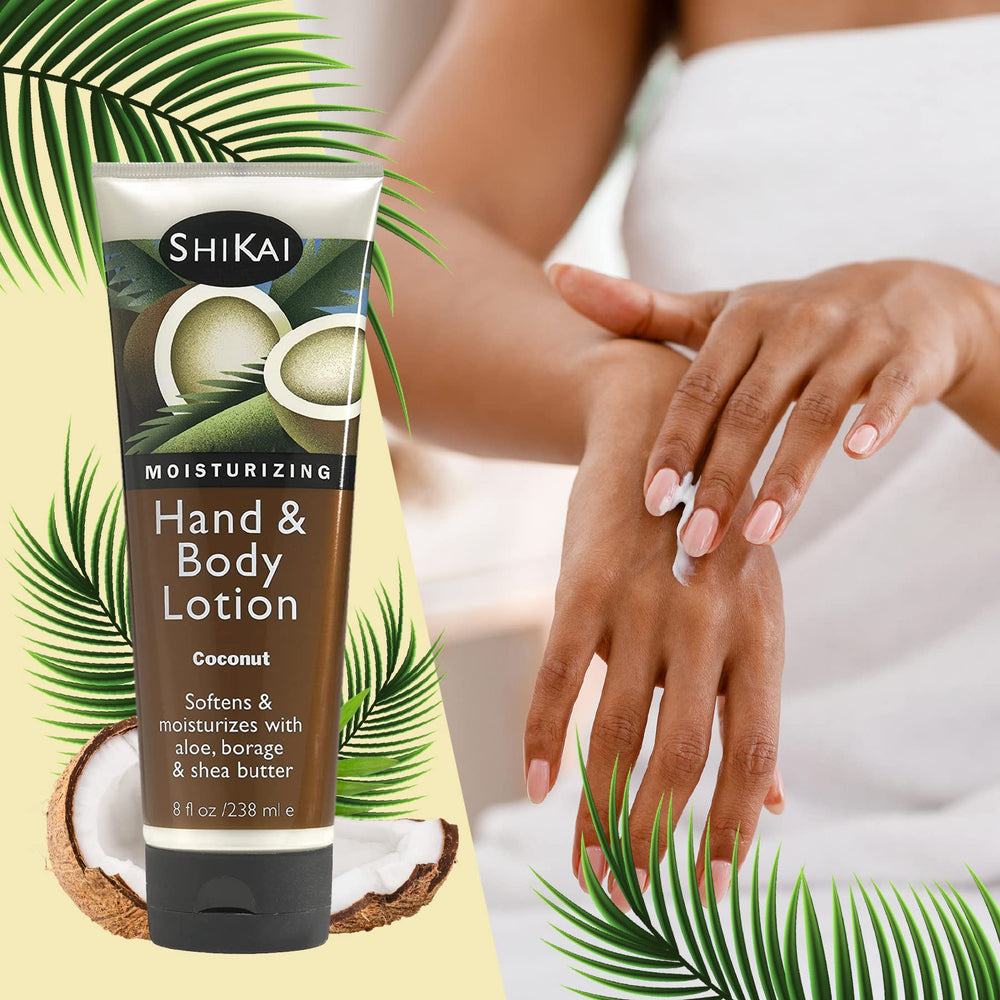 Bottle of ShiKai lotion with aloe vera gel visible alongside