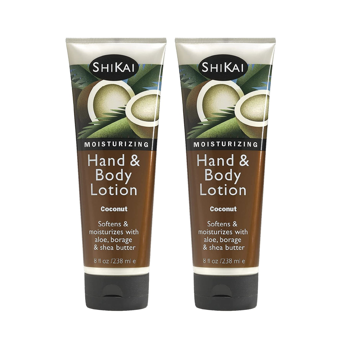 ShiKai Coconut Hand & Body Lotion pack-2 bottle showing hydrating formula for dry skin