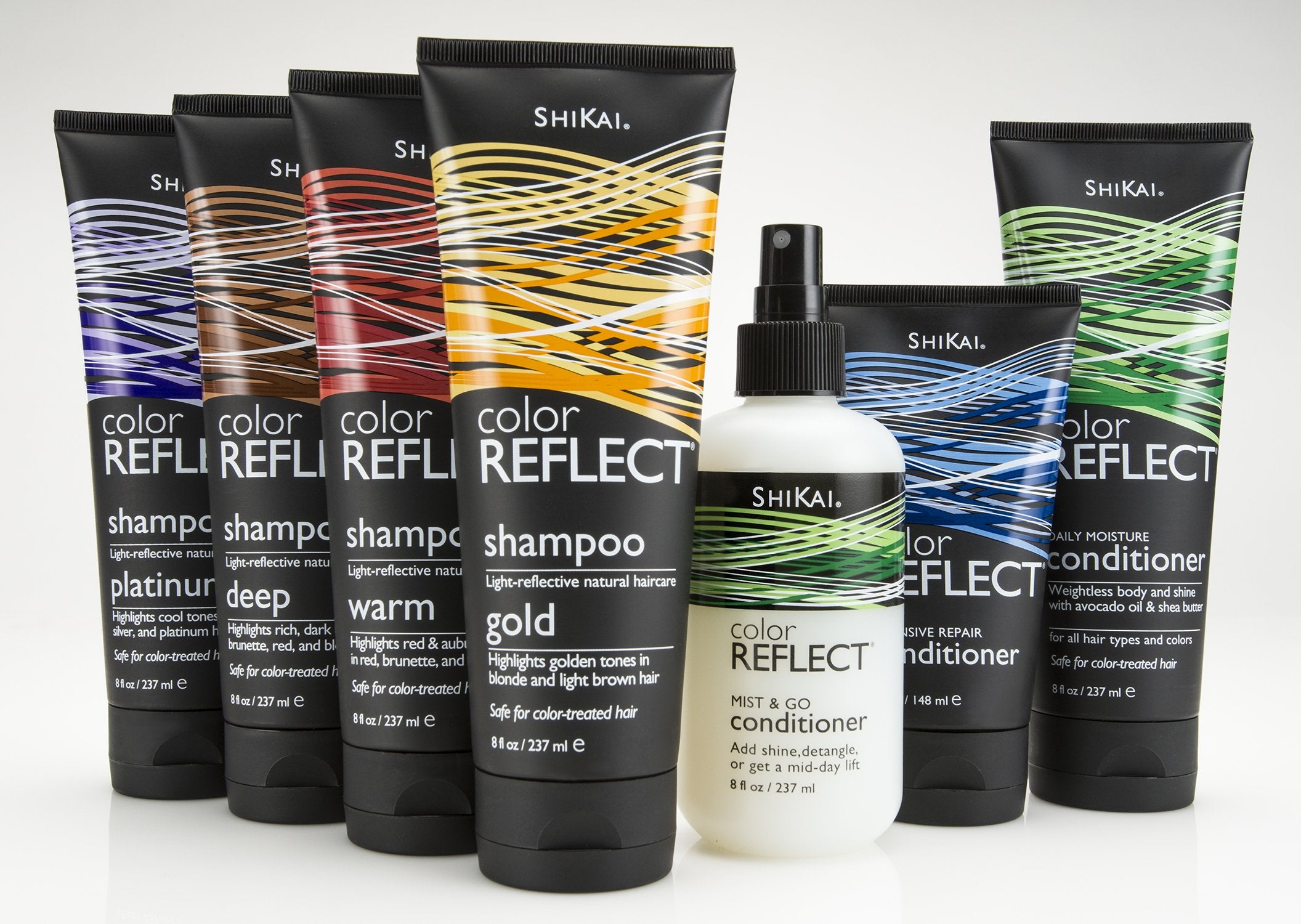 ShiKai Color Reflect Platinum shampoo bottle emphasizing blue malva for cooler tones.