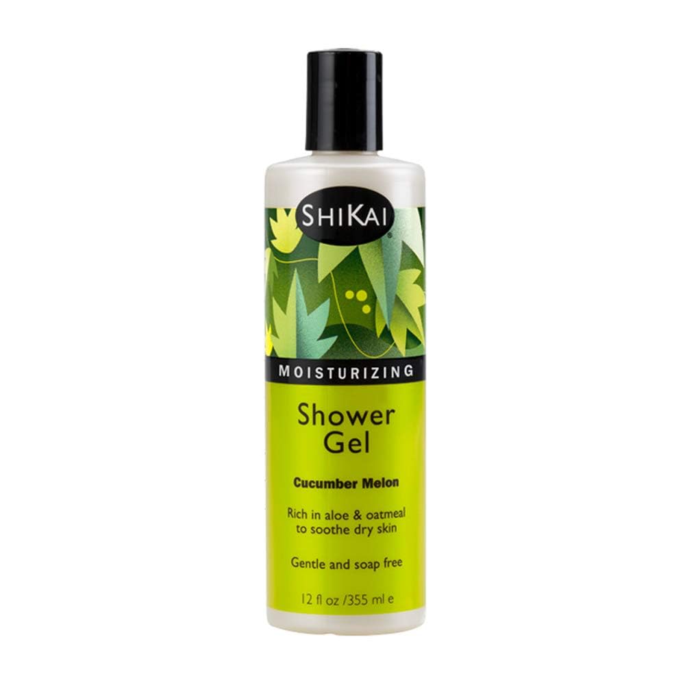 ShiKai Daily Moisturizing Shower Gel cucumber melon bottle highlighting hydrating formula for dry skin.