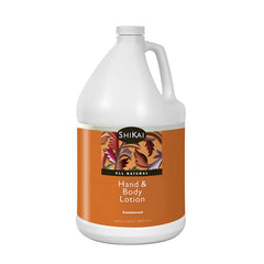 ShiKai Sandalwood Hand & Body Lotion 1-gallon bottle for deep hydration and skin resilience.