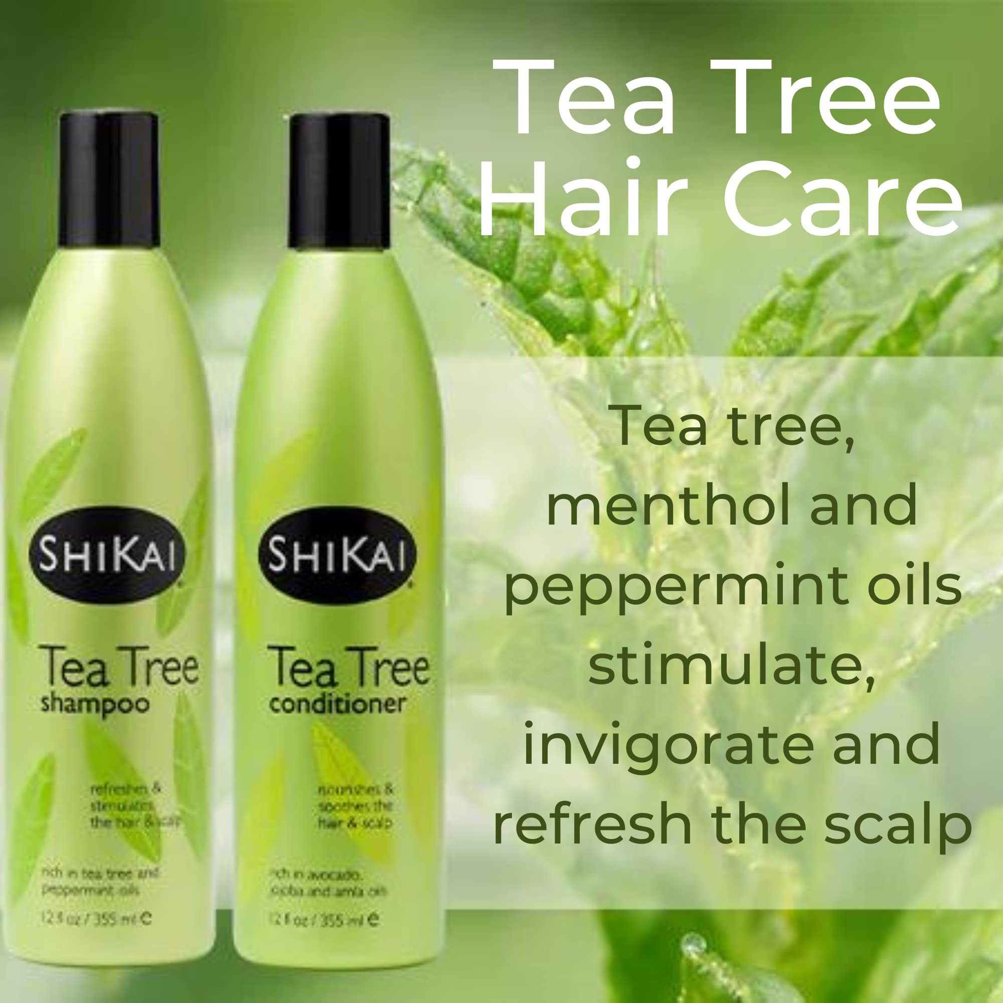 ShiKai Tea Tree Conditioner peppermint-tingle bottle delivers a refreshing scalp experience.