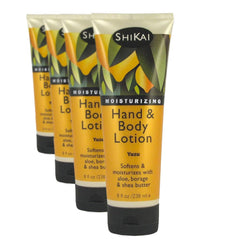ShiKai Yuzu Hand & Body Lotion bottle shows quick, non-greasy hydration.