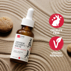 Shinbi Beauty serum during application showing brightening glow on skin.