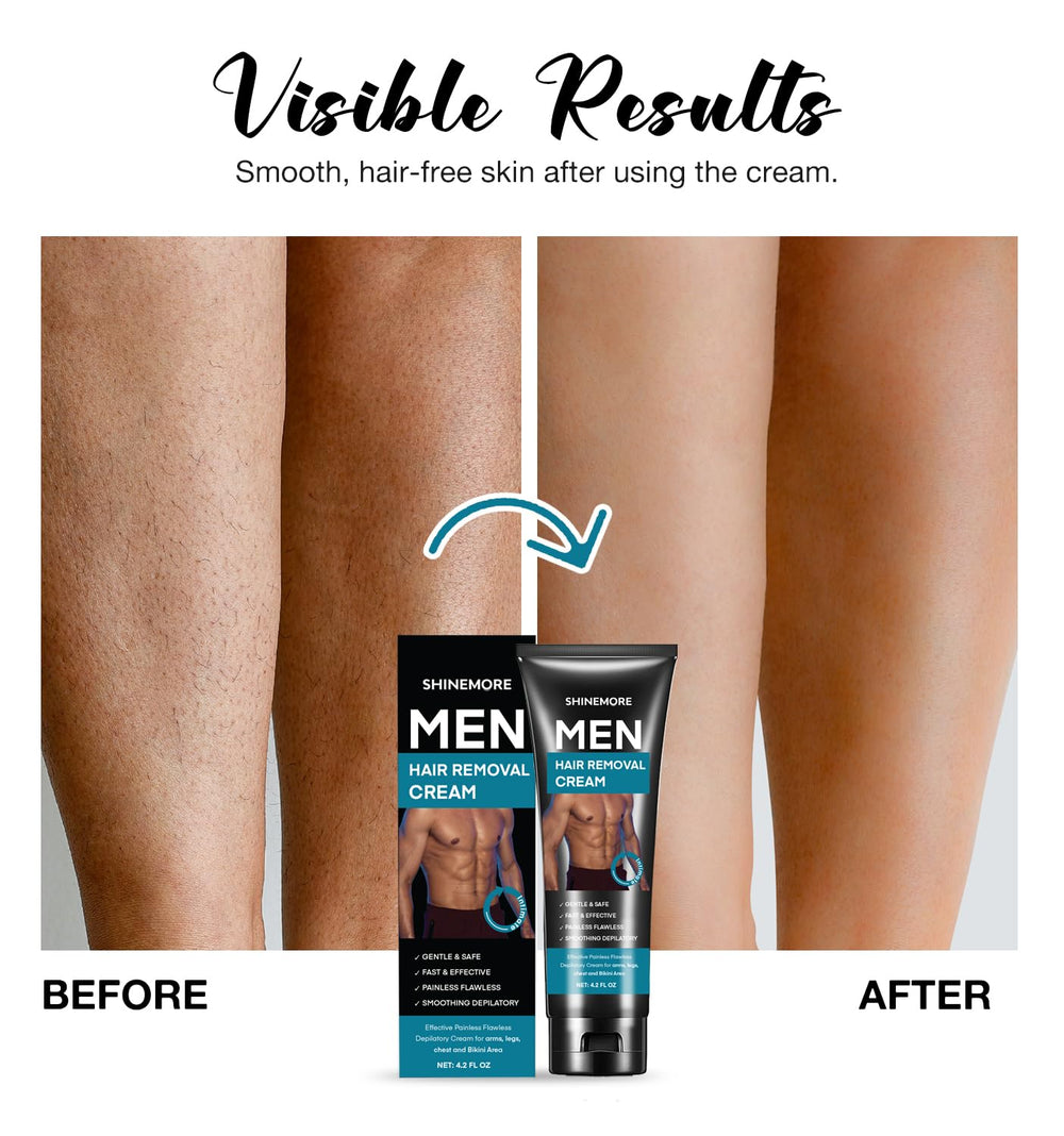 ShineMore Intimate Cream on leg for quick, comfortable removal.