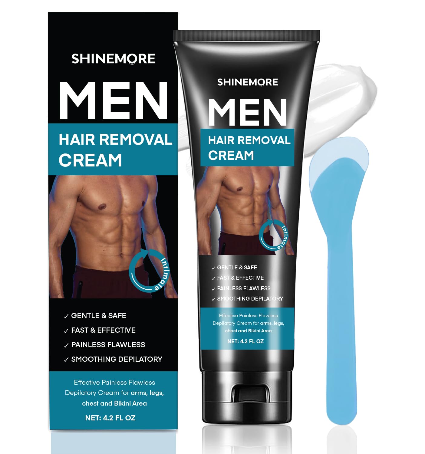 ShineMore Intimate Cream tube front for quick at home removal.