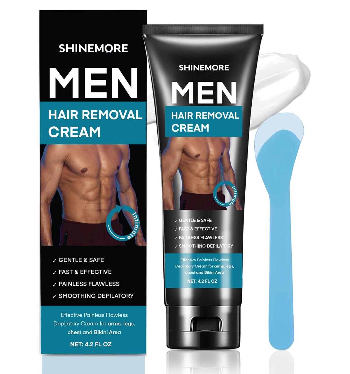 ShineMore Intimate Cream tube front for quick at home removal.
