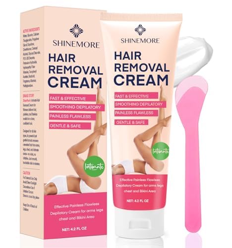 ShineMore intimate hair removal cream bottle front view for quick at-home use.