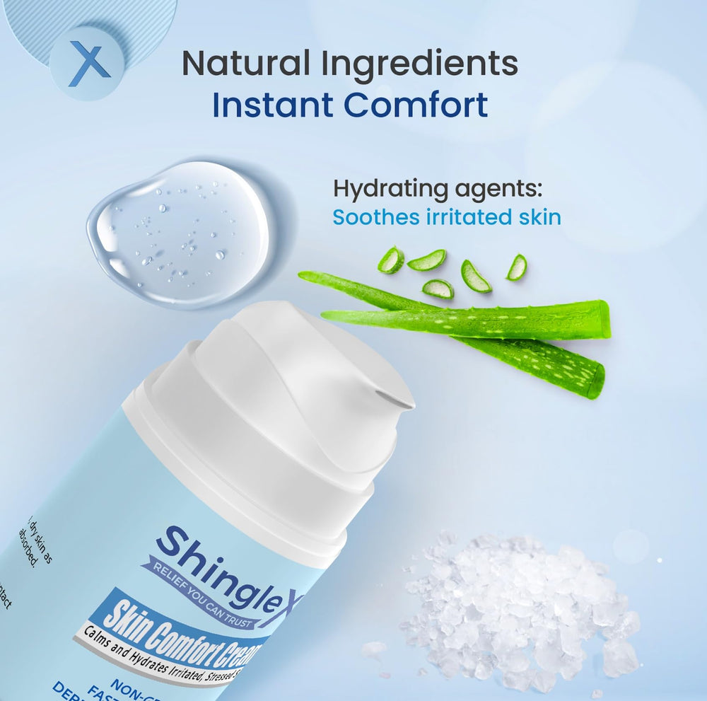 ShingleX Skin Cream dermatologist-tested seal visible.