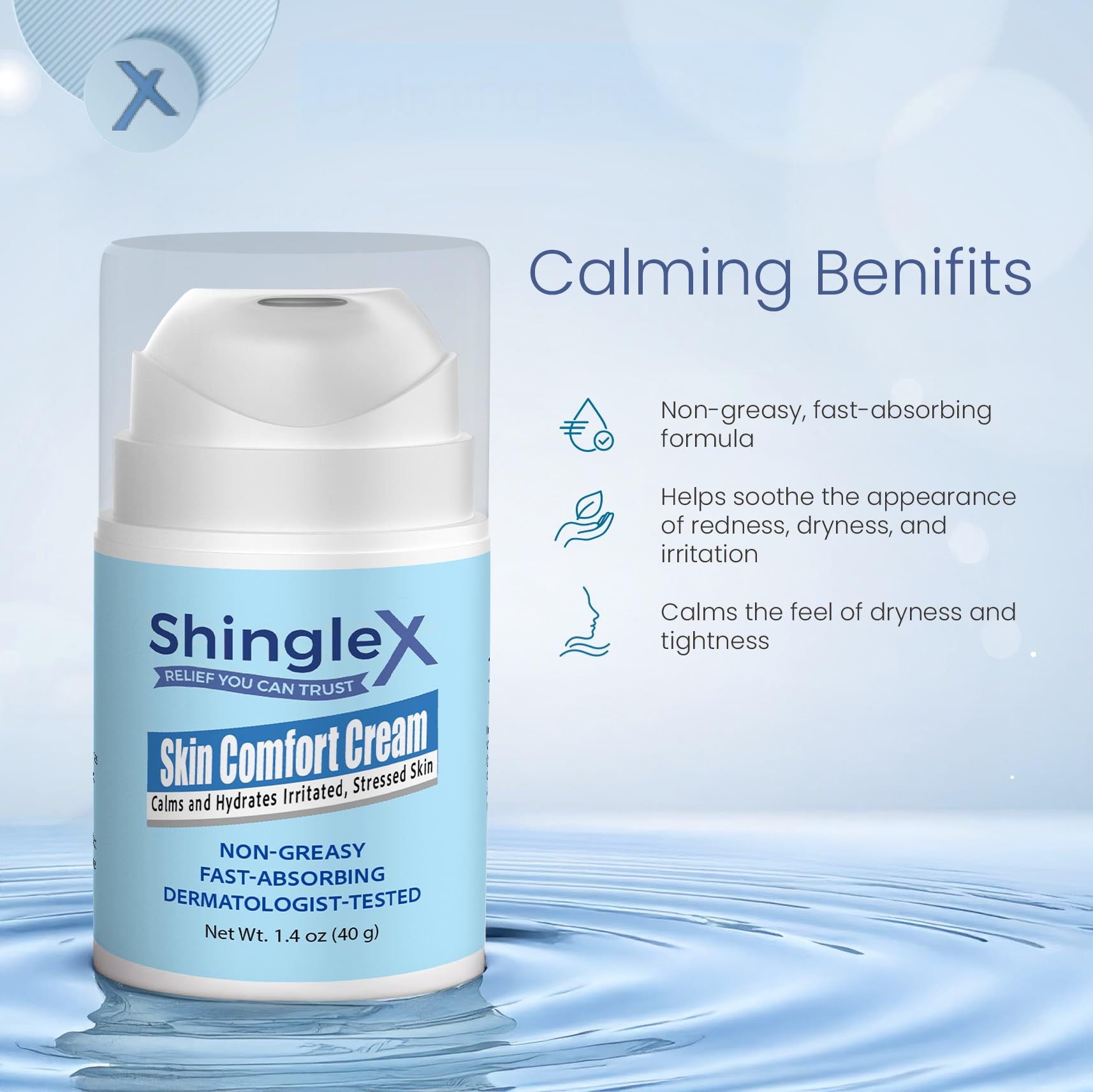 ShingleX Skin Cream travel packaging shows portable size.