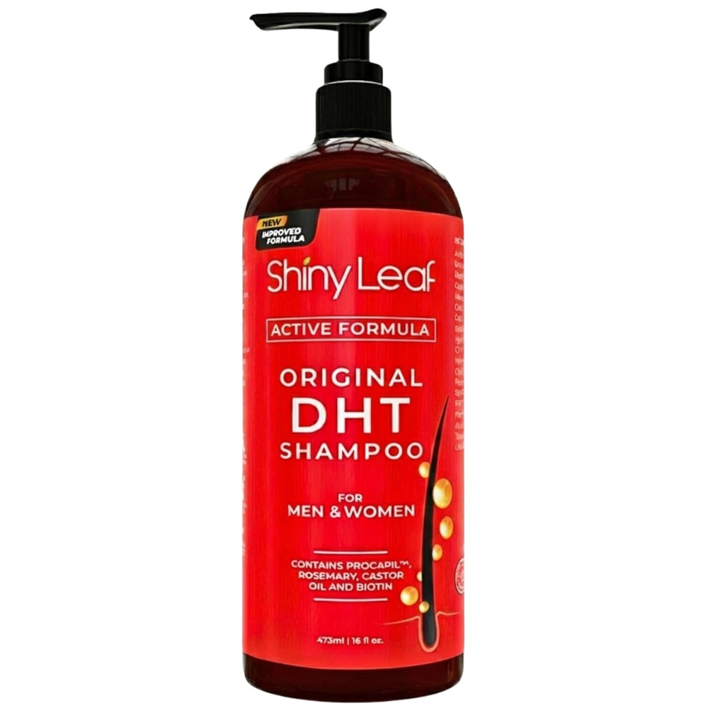 Shiny Leaf Anti-Hair Loss Shampoo bottle highlighting biotin formula for daily use.