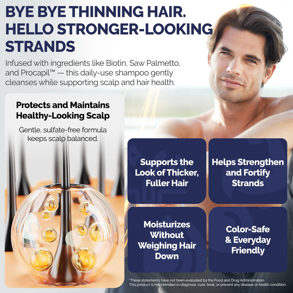 Shiny Leaf biotin caffeine saw palmetto ingredients showcased for scalp-care possibilities.
