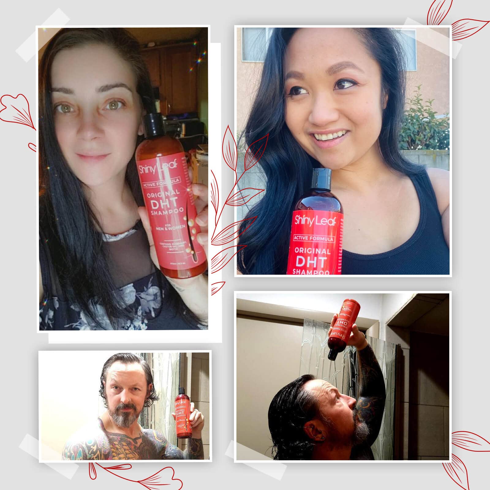 Shiny Leaf biotin-enhanced formula supports strand strength and resilience.