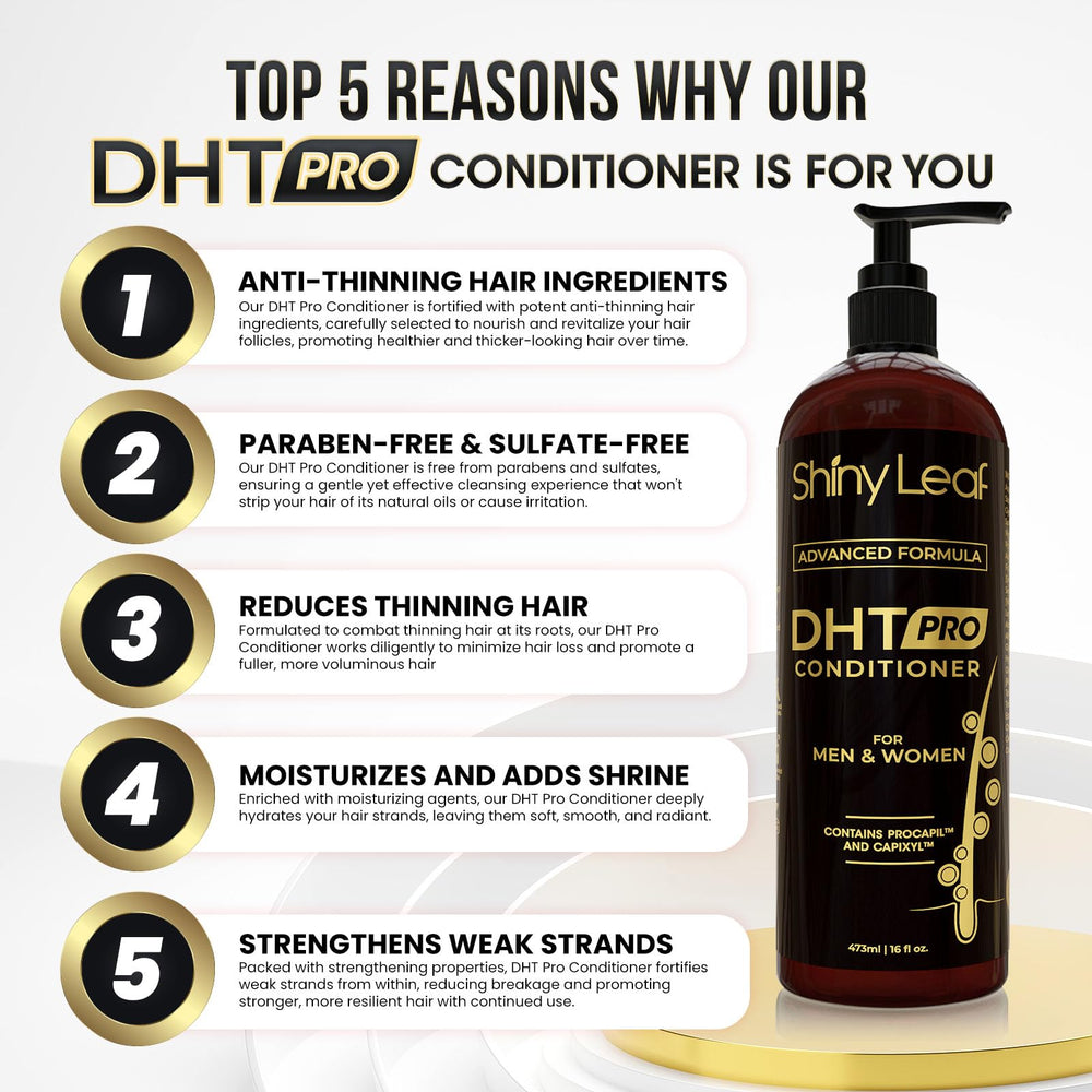 Shiny Leaf conditioner-application shows precise use for refreshing thinning hair.