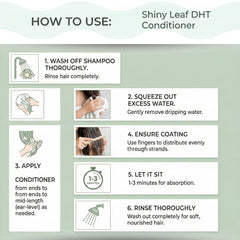 Shiny Leaf DHT Blocker Conditioner bottle with rose velvet fragrance for spa-like feel