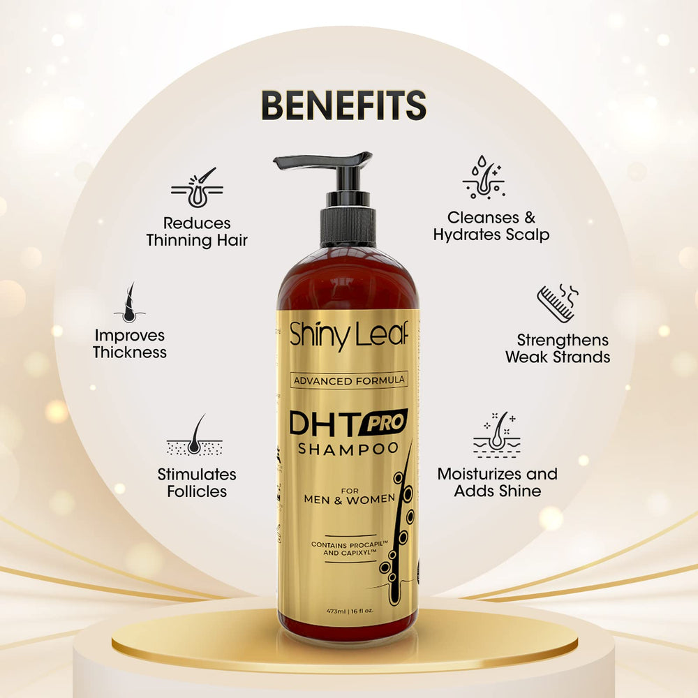 Shiny Leaf DHT Pro Shampoo color-treated hair care ready.