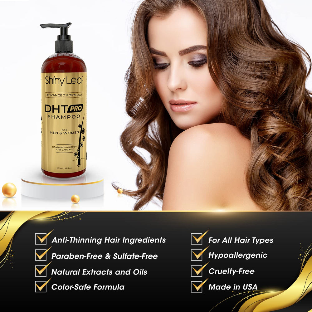 Shiny Leaf DHT Pro Shampoo for men and women supports universal hair care.