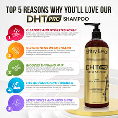 Shiny Leaf DHT Pro Shampoo lather showing deep moisture and shine