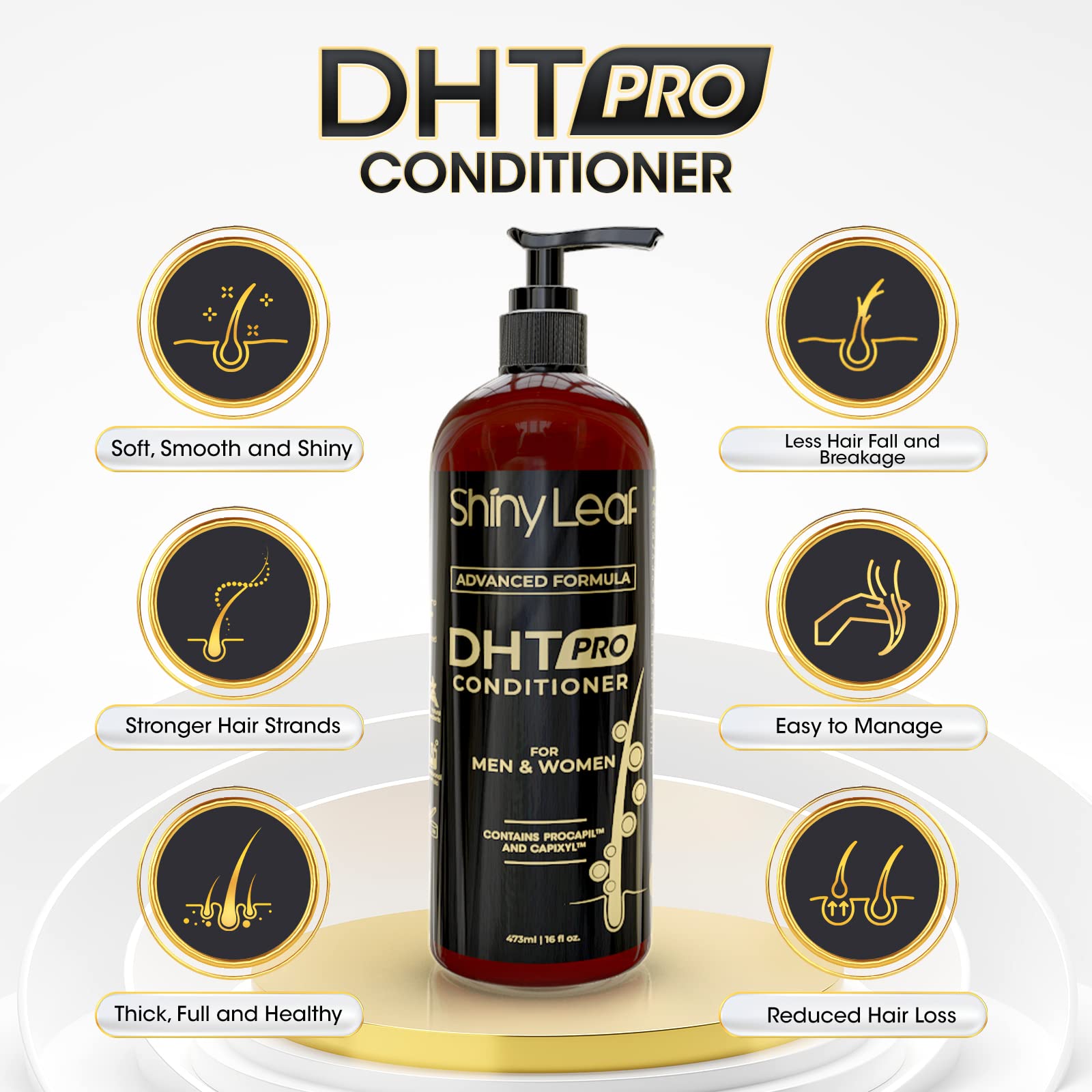 Shiny Leaf hair-texture-boost showcases smoother, shinier, more resilient strands.