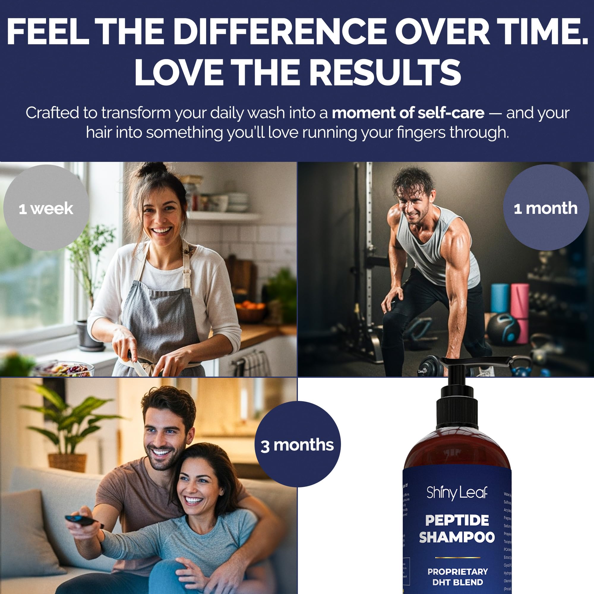 Shiny Leaf Peptide Shampoo color-safe formula supports all textures and daily refresh.