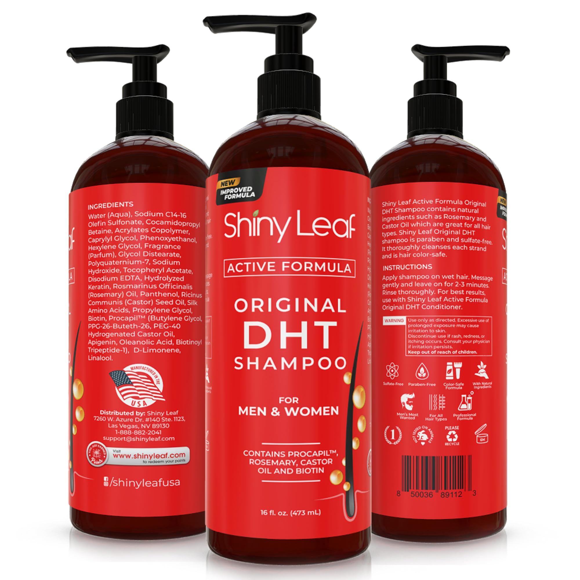 Shiny Leaf 16oz bottle packaging designed for everyday use.