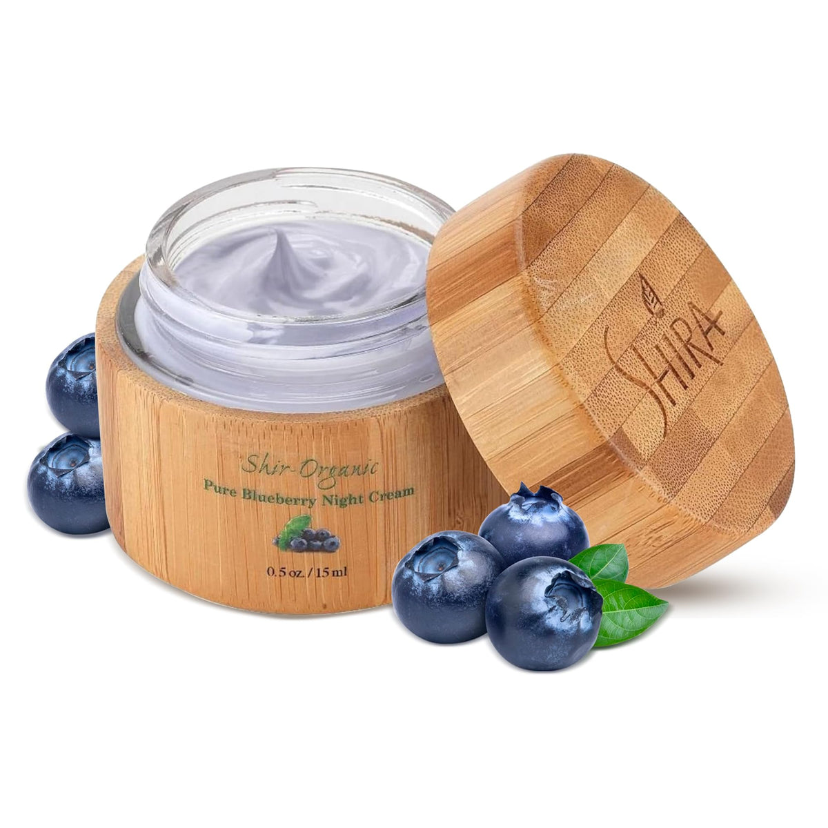 Shira Blueberry Night Cream jar showing rich hydration for the skin.