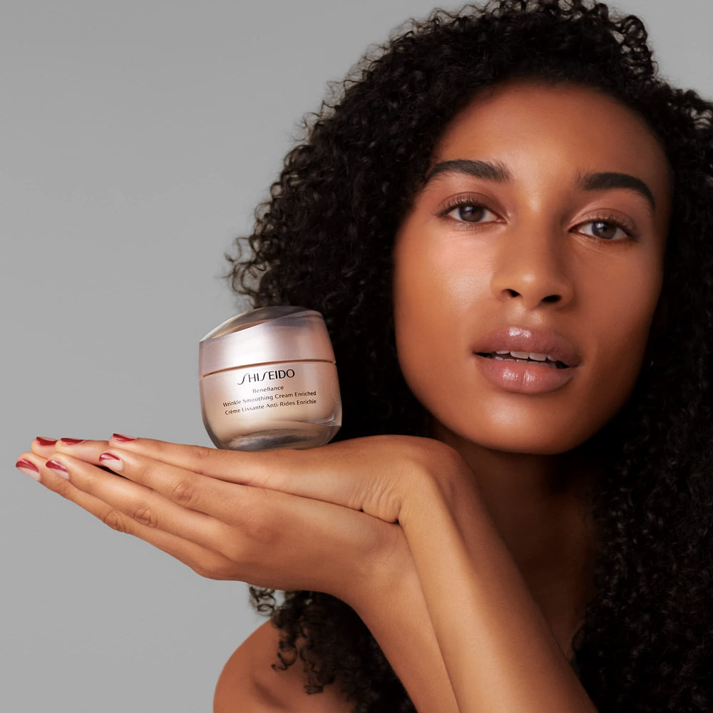 Shiseido Benefiance jar on bathroom counter ready for daily use