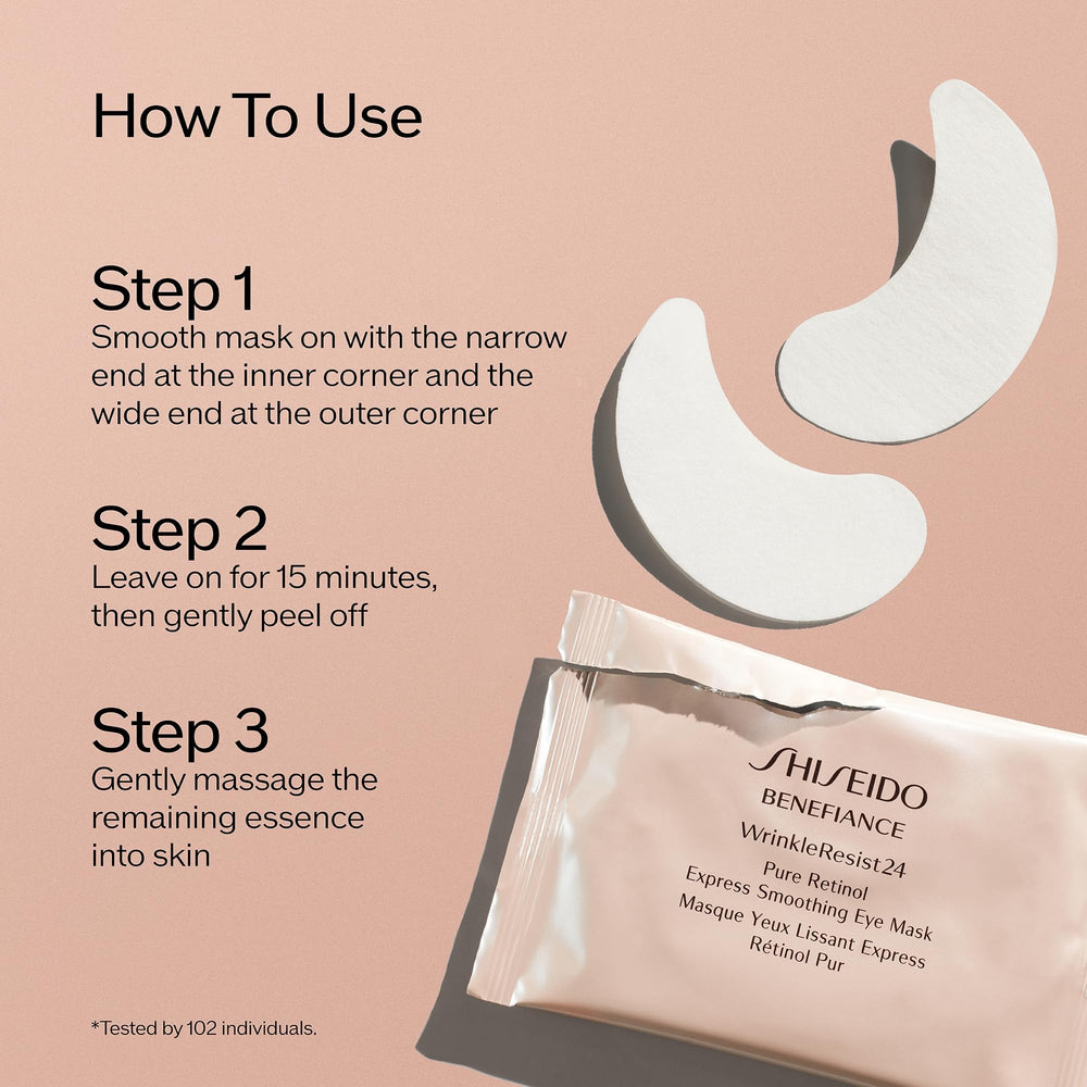 Shiseido Benefiance box and packaging for a 12-set eye mask kit.