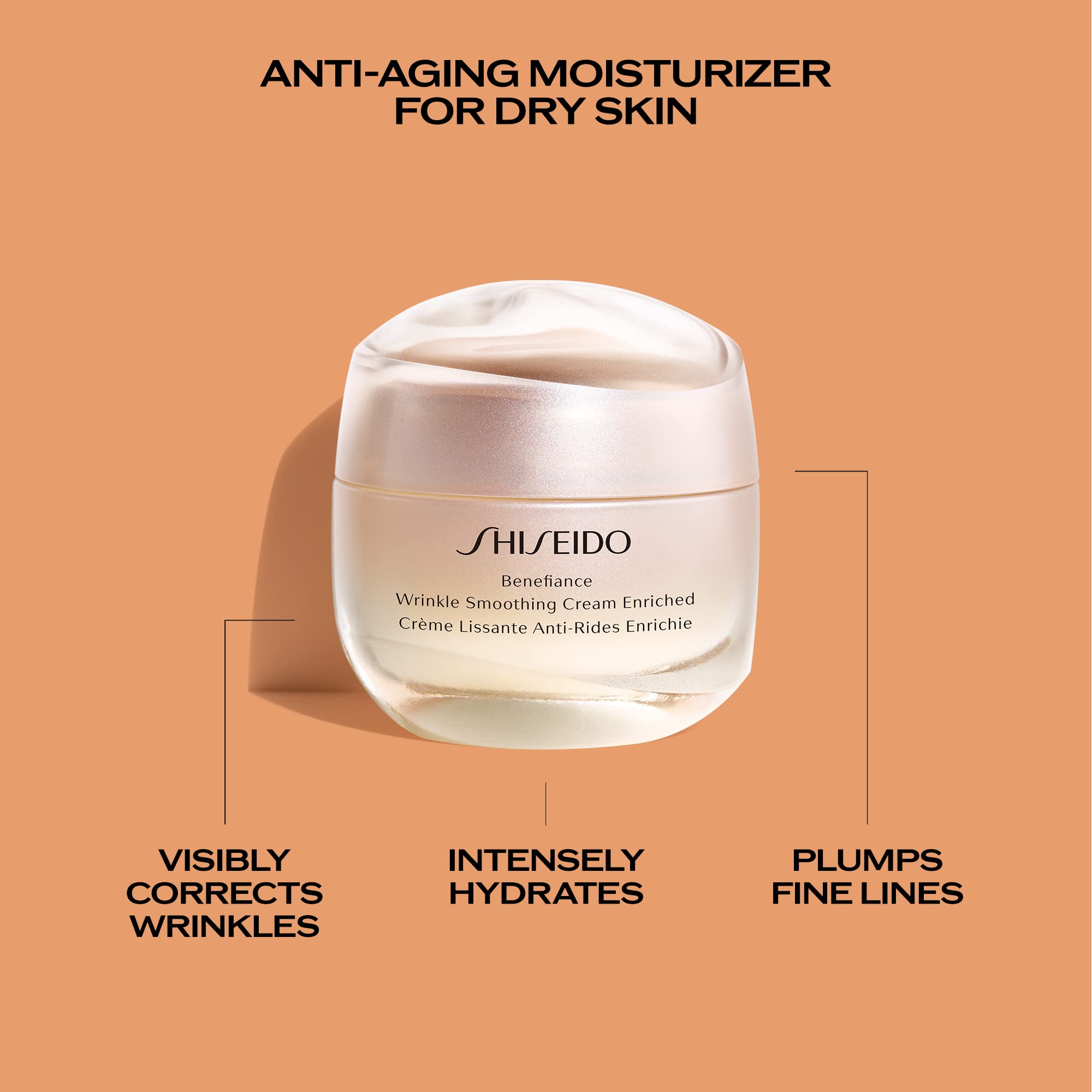 Shiseido Benefiance velvety hydration on skin suggesting 24 hour moisture.