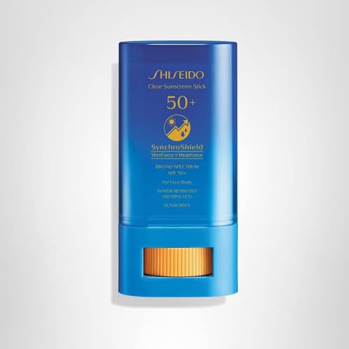 Active day scene with Shiseido Clear Sunscreen Stick SPF 50+ protection.