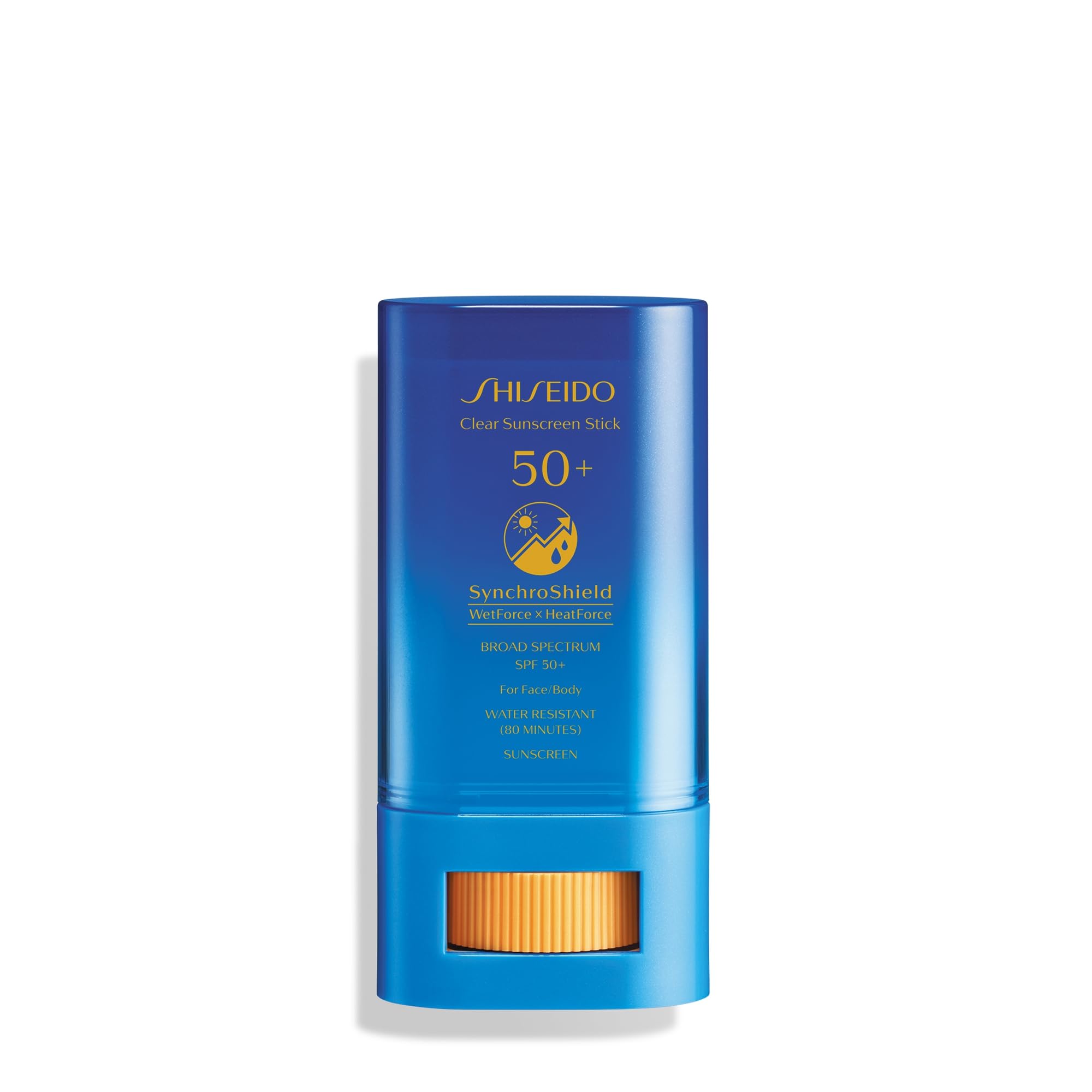Shiseido Clear Sunscreen Stick SPF 50+ front view for invisible protection.