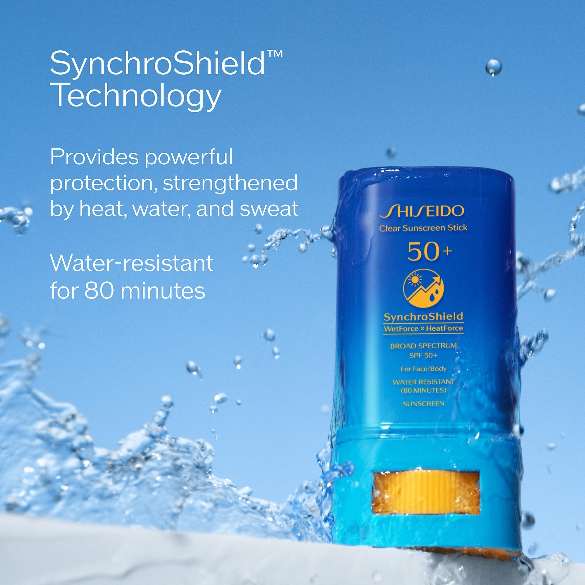 Outdoor heat and water activity with Shiseido Clear Sunscreen Stick SPF 50+.
