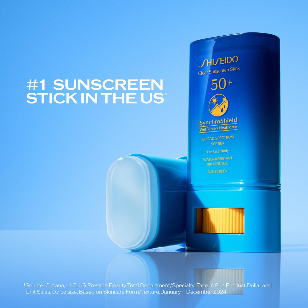 Close up texture of Shiseido Clear Sunscreen Stick SPF 50+.