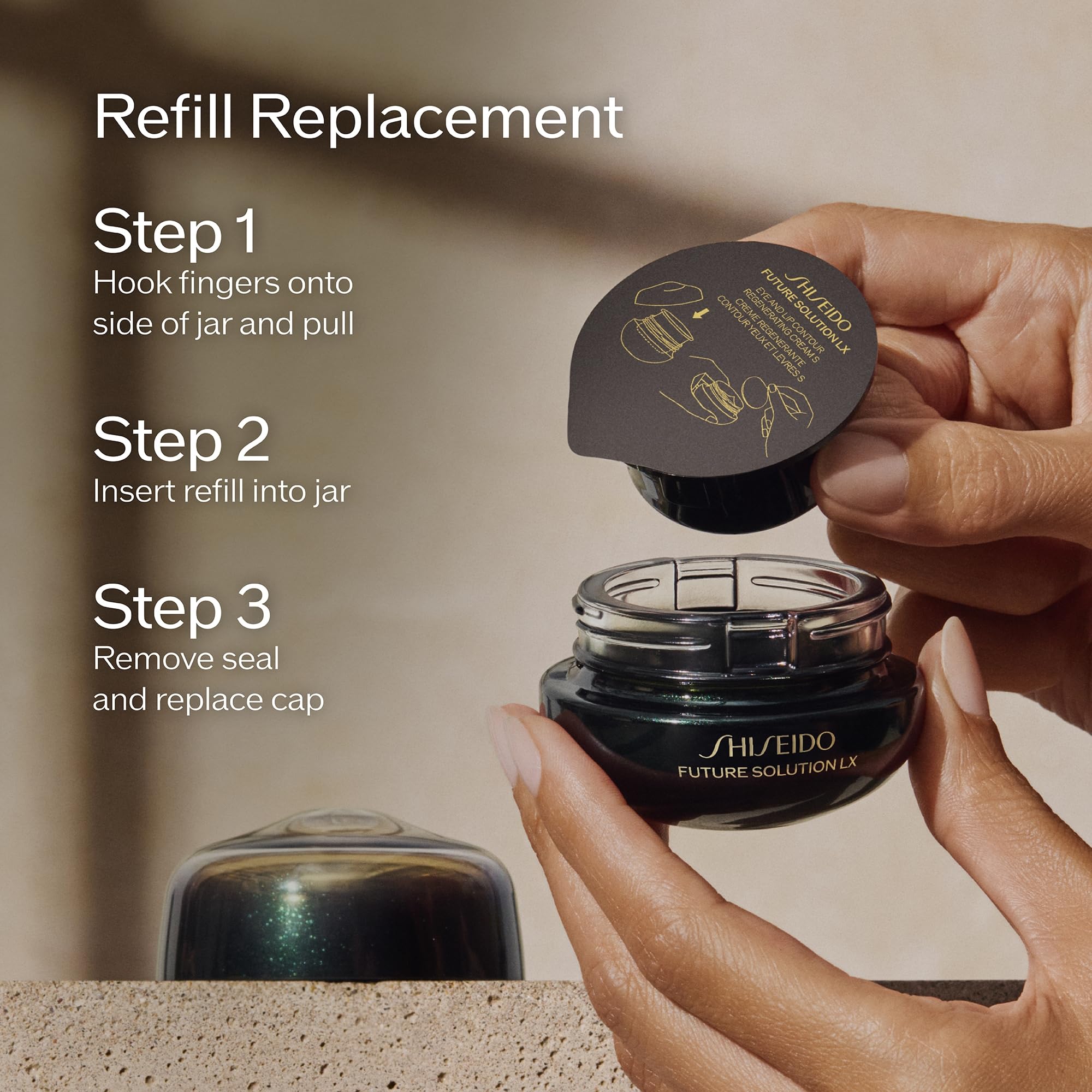 All-skin-types formula in elegant jar of Shiseido Future Solution LX