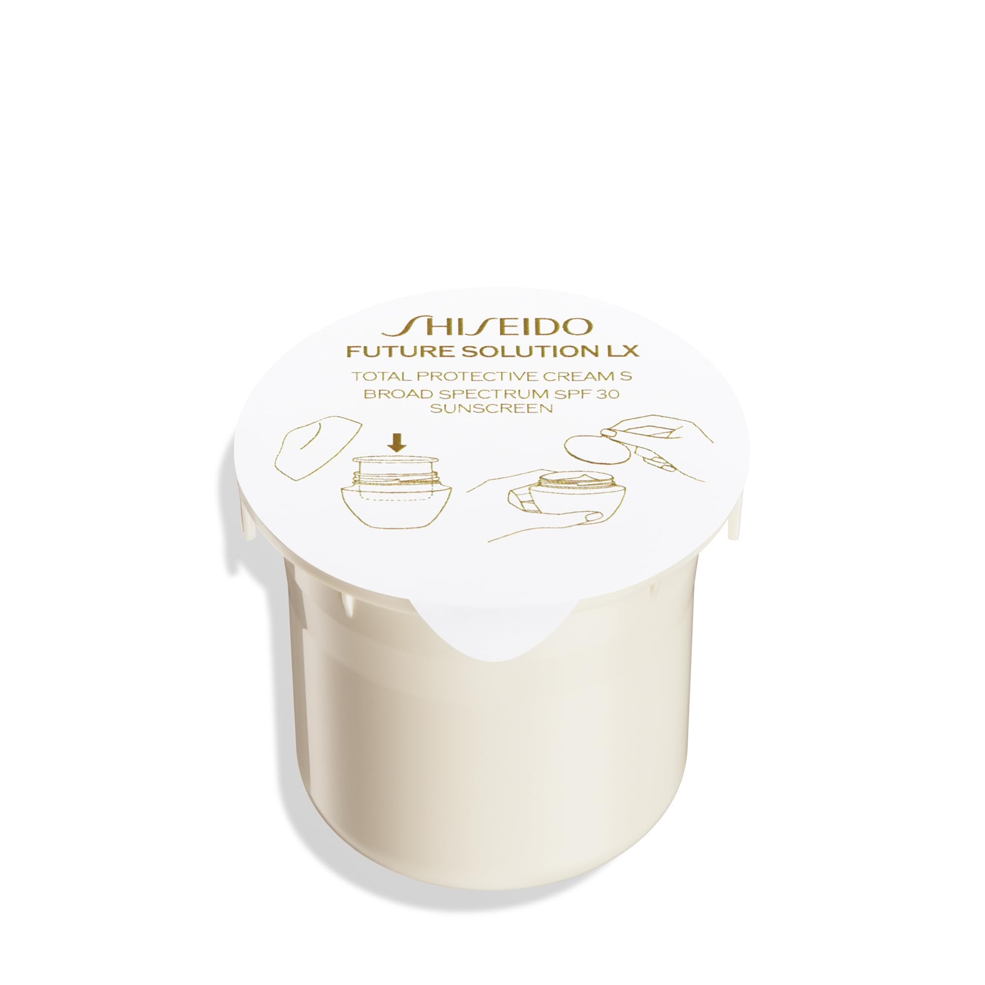 Shiseido Future Solution LX refill jar with SPF 30 for daily hydration and protection