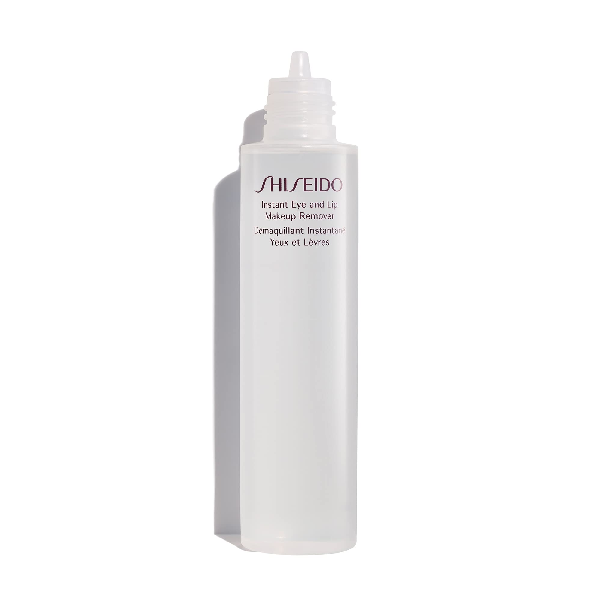 Shiseido Instant Eye and Lip Makeup Remover with a cotton pad for gentle cleansing