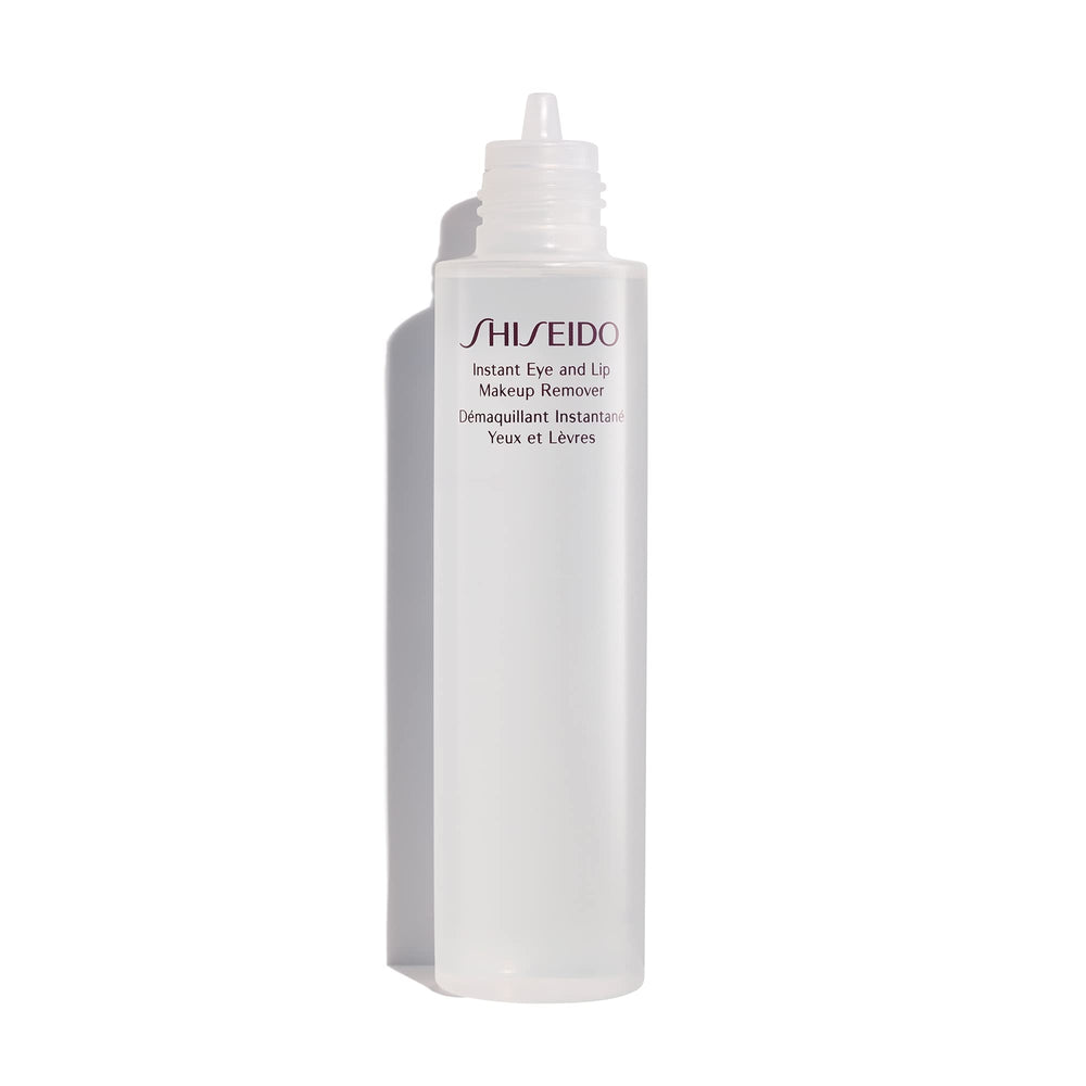 Shiseido Instant Eye and Lip Makeup Remover with a cotton pad for gentle cleansing