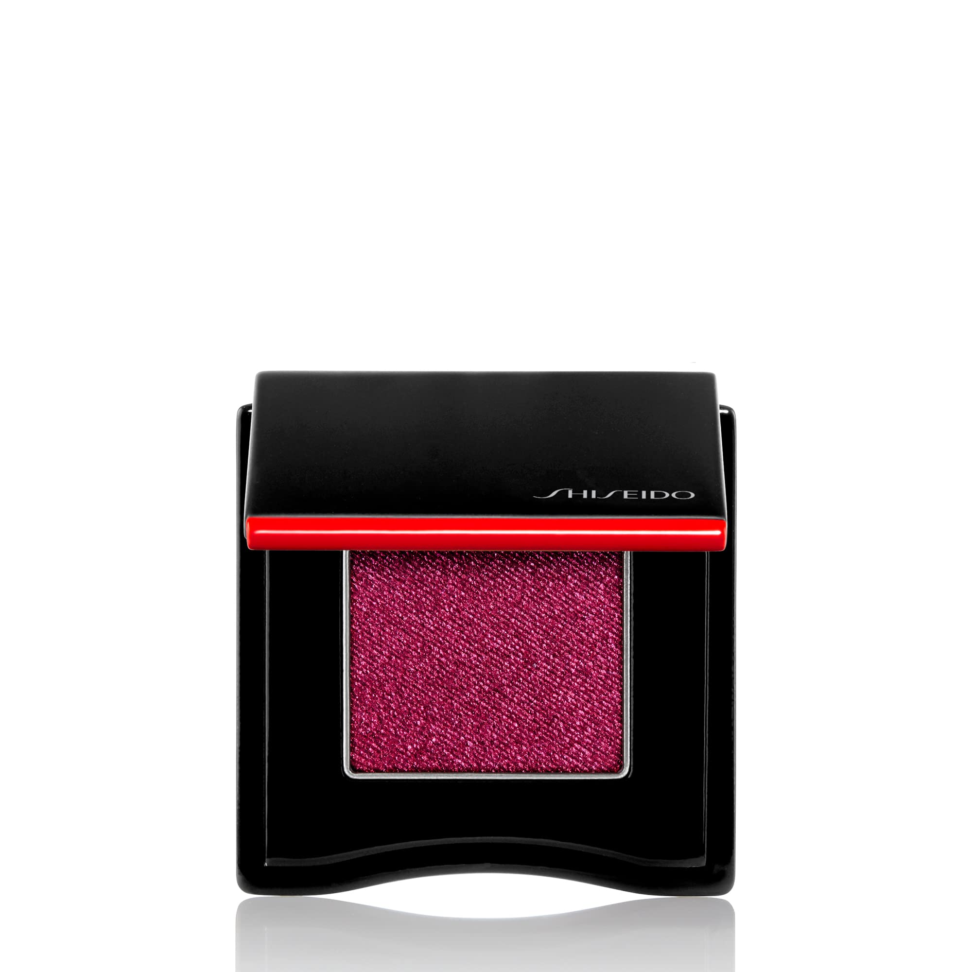Shiseido POP PowderGel Eye Shadow Doki-Doki Red 18 swatch on lid for rich, even color.