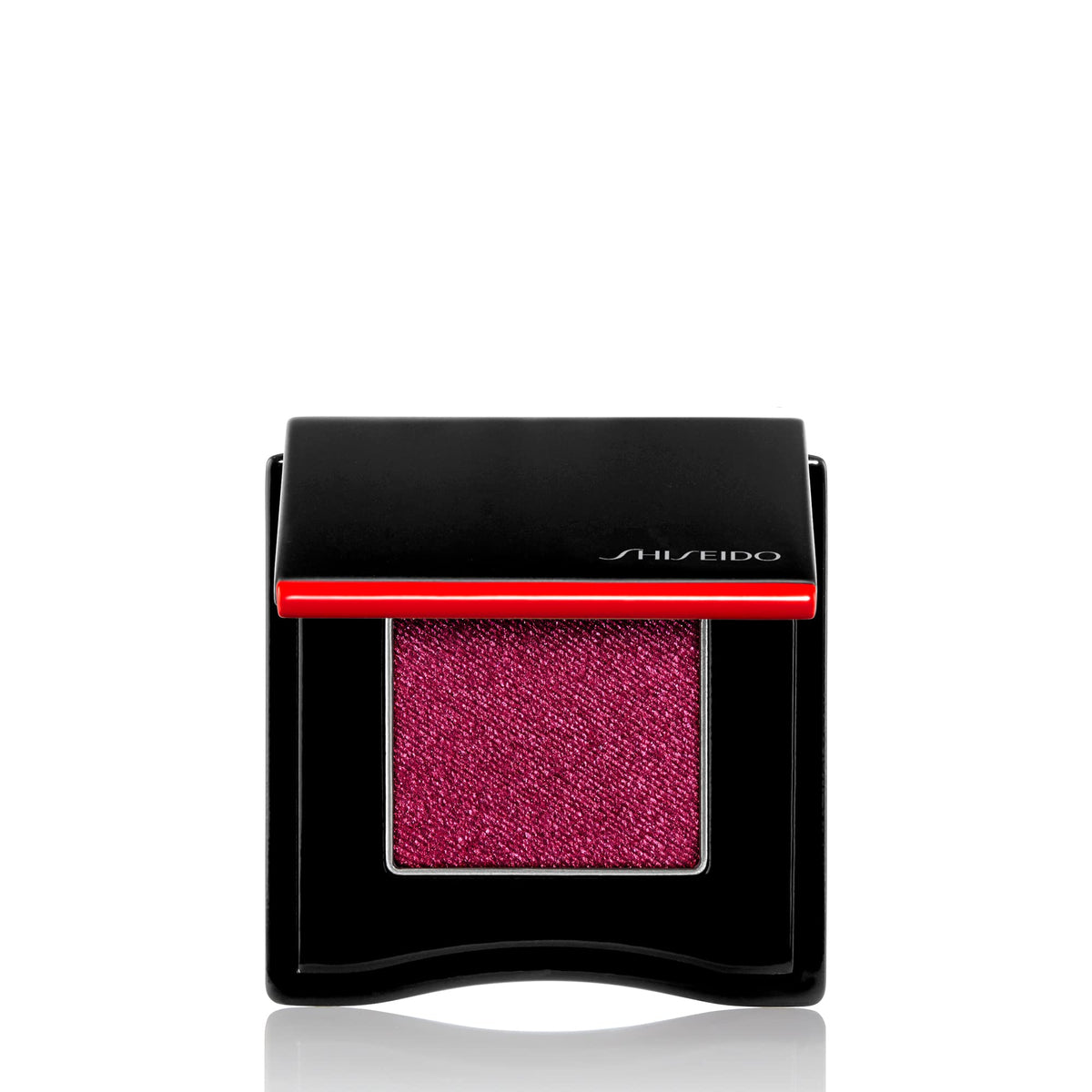 Shiseido POP PowderGel Eye Shadow Doki-Doki Red 18 swatch on lid for rich, even color.