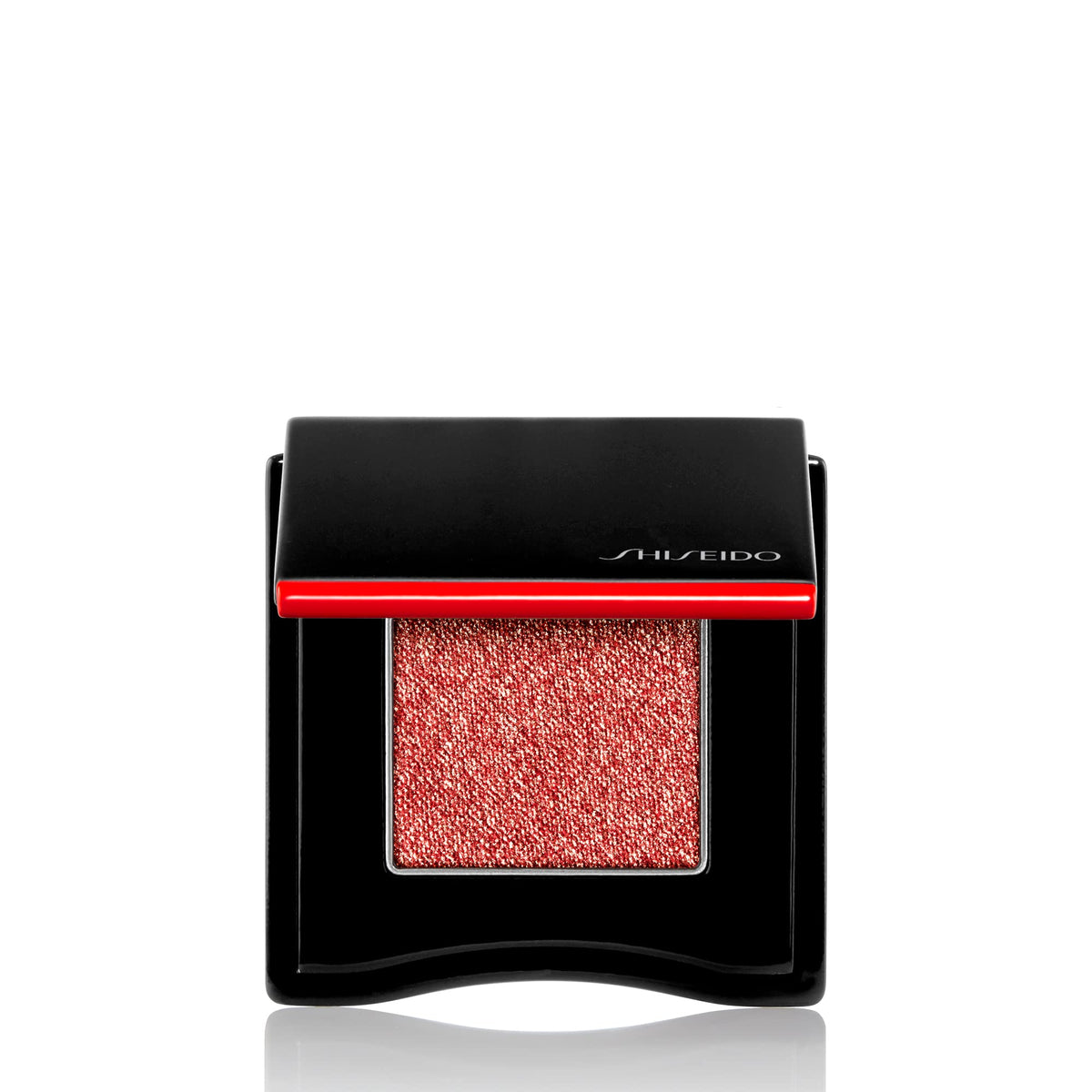 Shiseido POP PowderGel Eye Shadow Kura-Kura Coral 14 packaging closeup showing luxe finish and lasting color