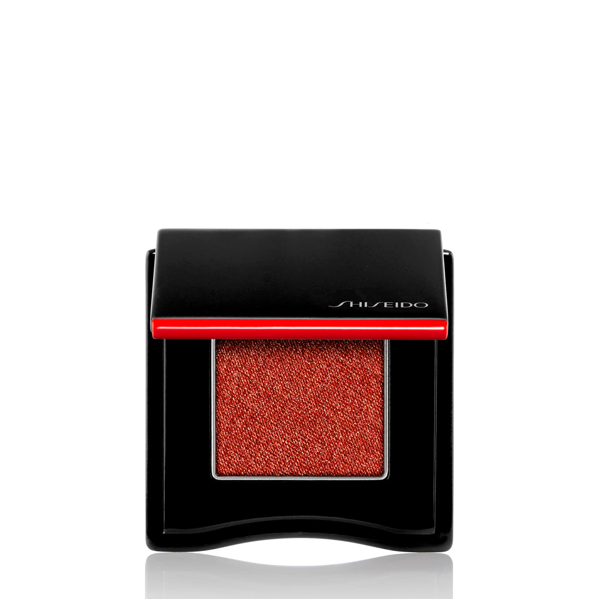 Shiseido POP PowderGel Eye Shadow Vivivi Orange 06 swatch shows vibrant, crease-resistant color.