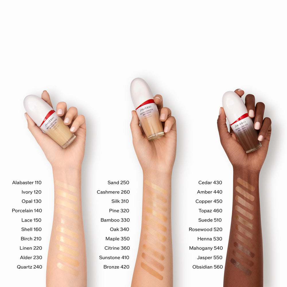 Shiseido RevitalEssence Foundation, protection SPF30 et formule non comédogène pour tous types.